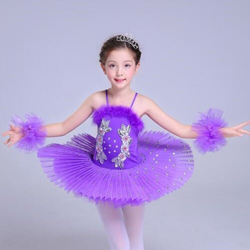 Kids ballet dresses swan lake competition stage performance tutu skirts show dancing outfts  costumes